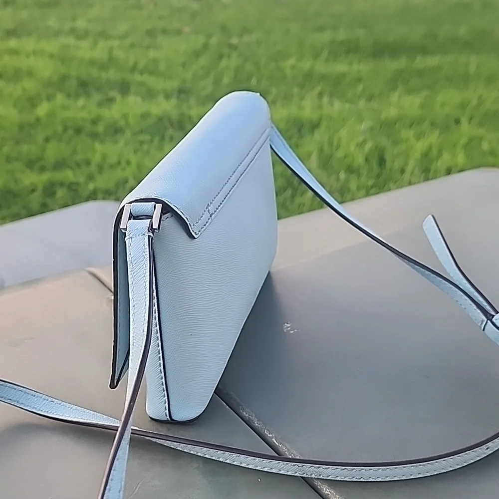Kate Spade Sally Newberry Lane Blue Hydrangea Saffiano Leather Crossbody Bag